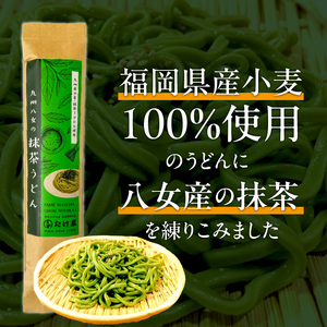 九州八女の抹茶うどん500gと濃縮だし400mlセット_九州 八女 抹茶うどん 100g 5袋 計 500g 濃縮 うどんだし シロ ざるだし クロ 各 200ml 1本 セット 抹茶 練りこんだ う