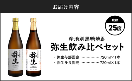 産地別黒糖焼酎 選べる 弥生飲み比べ セット 720ml 2本入り（ 弥生与那国島 25度 ＆ 弥生多良間島 25度 ） A185-033-04 黒糖焼酎 焼酎 酒 お酒 アルコール 黒糖 本格焼酎 