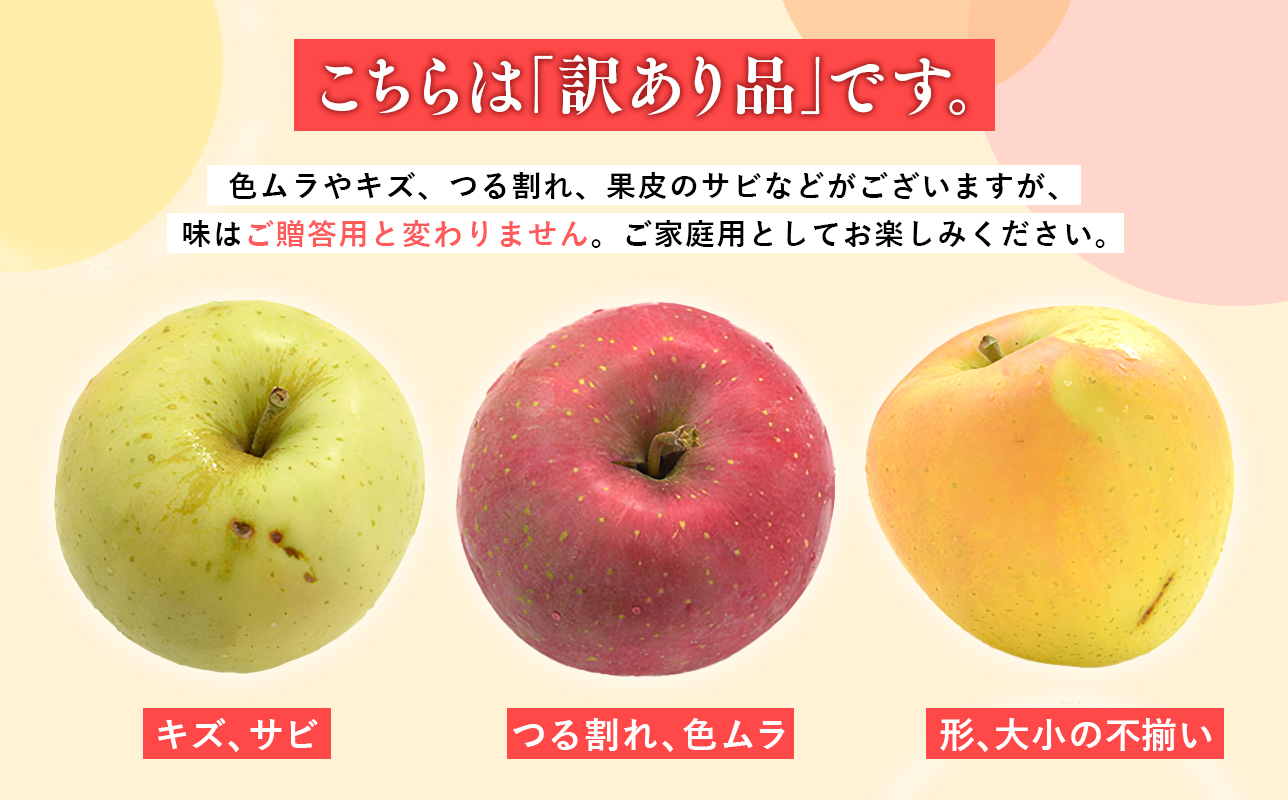 年内発送 【訳あり】家庭用サンふじ約2kg（糖度証明書付き）【青森県 平川市 那由多のりんご園】