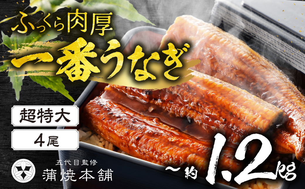 ふっくら肉厚！『一番うなぎ』 超特大 4尾 国産うなぎ蒲焼