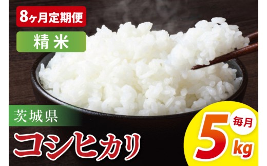 【8ヶ月定期便】茨城県産コシヒカリ　精米　5kg｜お米 米 ごはん 阿見町 茨城県 茨城県産 茨城県産米（85-92）