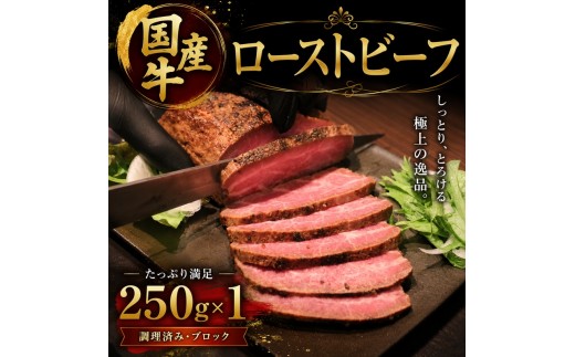 
            国産牛ローストビーフ　250g×1牛肉 国産牛 オードブル 冷凍 惣菜 おかず 京都
          