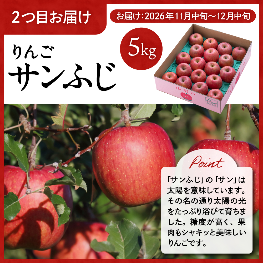 【2回定期便】山形牛＆りんご コース（2025年10月以降お届け） 山形県 東根市 　hi999-030-1