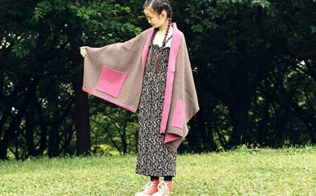 接結カラフルストール CLEMATIS 折り返しポケット ピンク