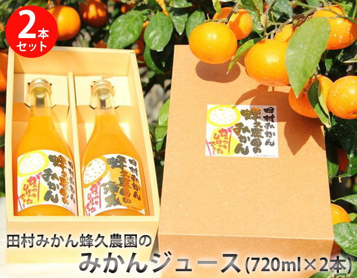 田村みかん蜂久農園のみかんがっつりしぼったでぇ　みかんジュース(720ml×2本)<br><br>
