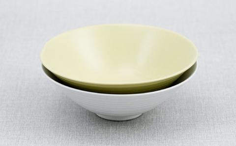【波佐見焼】アイシー ボウル 大 （ホワイト・イエロー） ペアセット【団陶器】 [PB116]