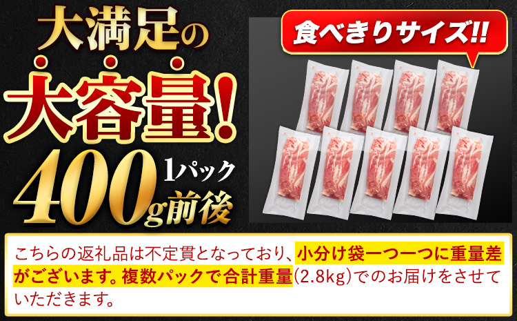 12ヶ月定期便 熊本うまかポーク 切り落とし セット 計12回お届け 約400g前後×7袋 切り落とし2.8kg+ミンチ1.2kgセット 計4kg 《お申込み月の翌月から出荷開始》 個別 個別包装 大