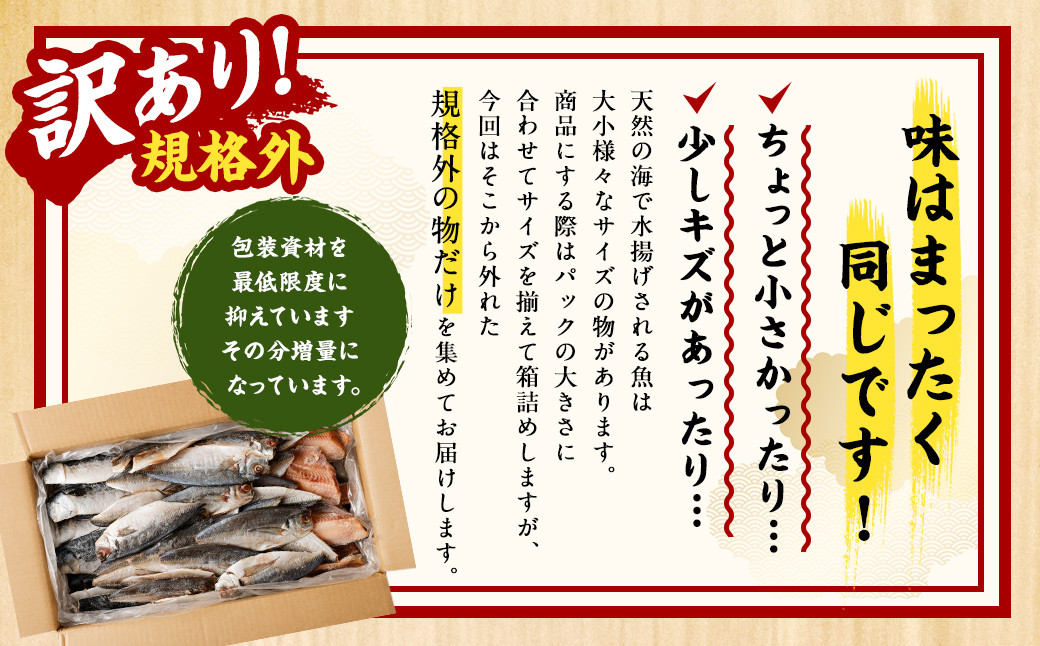 【2ヶ月定期便】【訳あり規格外】 業務用 干物 詰め合わせ 2.2kg