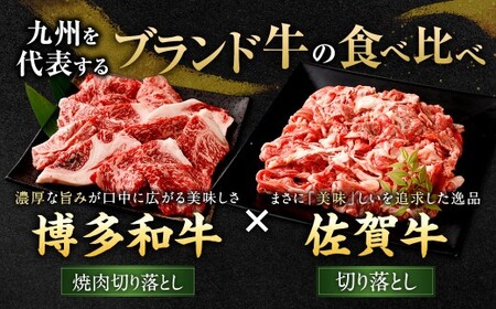 博多和牛 焼肉切り落とし 500g×2P ＋ 佐賀牛 切り落とし 400g×2P 計1.8kg（計4パック） 牛 和牛 牛肉 お肉 肉 にく 切落し 赤身 肩肉 バラ肉 冷凍
