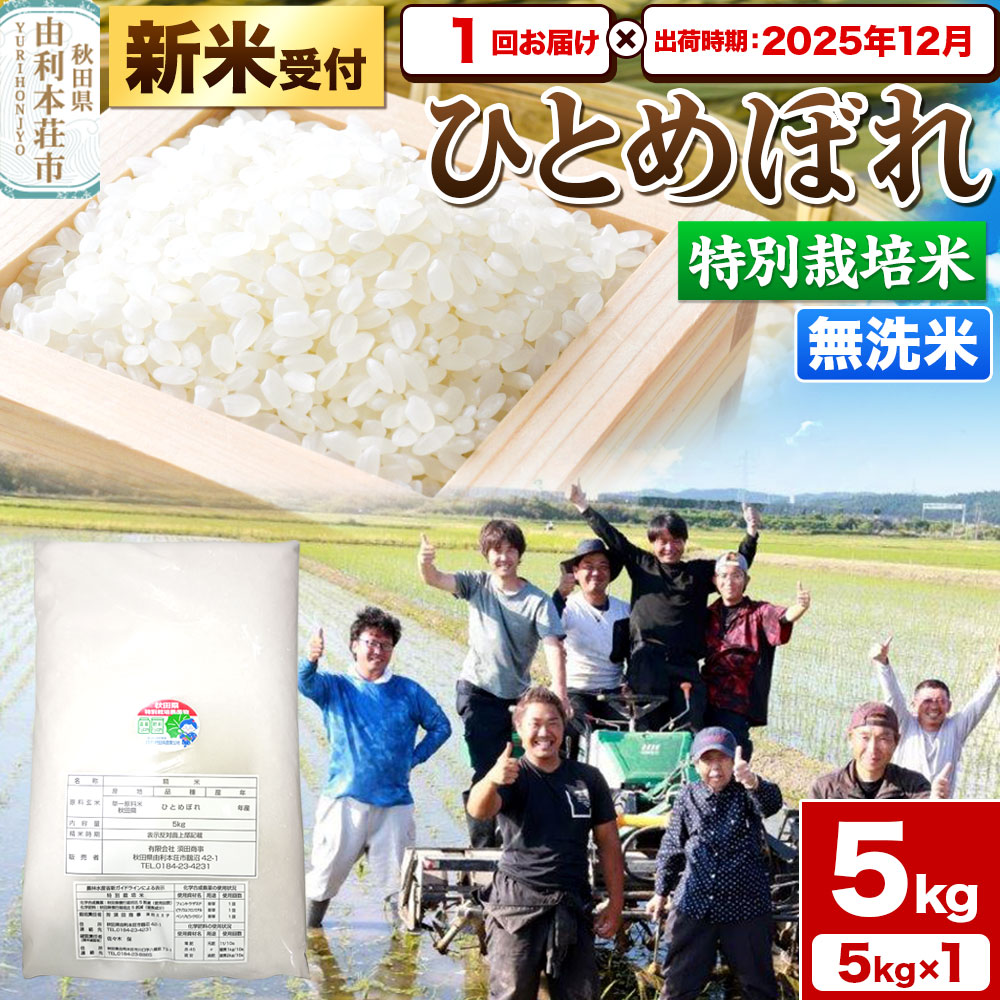 《新米受付》令和7年産【無洗米】特別栽培米 ひとめぼれ 5kg 秋田県産【2025年12月出荷】