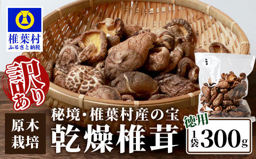 【訳あり】【徳用】秘境・椎葉村産 原木 乾しいたけ 300g［送料無料 宮崎県産 国産 原木椎茸 原木 椎茸 シイタケ しいたけ 乾しいたけ 干し椎茸 原木栽培 産地直送 乾物 きのこ グアニル酸 ビタミンD おすすめ 栄養 美容 食物繊維 煮物 みそ汁 汁もの ダシ 出汁 お鍋 鍋 特産品 ご当地 お取り寄せ 大容量 調味料 ギフト 贈物 プレゼント お中元 お歳暮 化粧箱入］【JA-32】