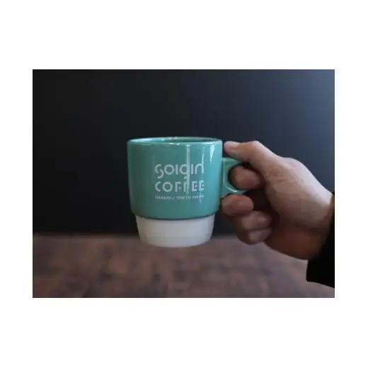 【波佐見焼】SOIGIN COFFEE　ロゴ入りスタッキングマグカップ（ブルー）