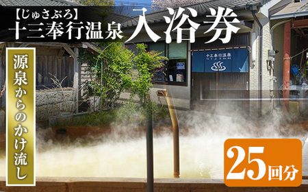 十三奉行(じゅさぶろ)温泉 入浴券 25回分 入浴チケット 【アーステクノ】 i1218-B