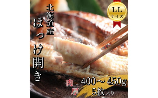 北海道産根ホッケ開きLLサイズ(400～450g)5枚　干物一夜干し真空パック