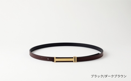 [bell la bell] リバーシブル細ベルト (カラー：ブラック/ダークブラウン)