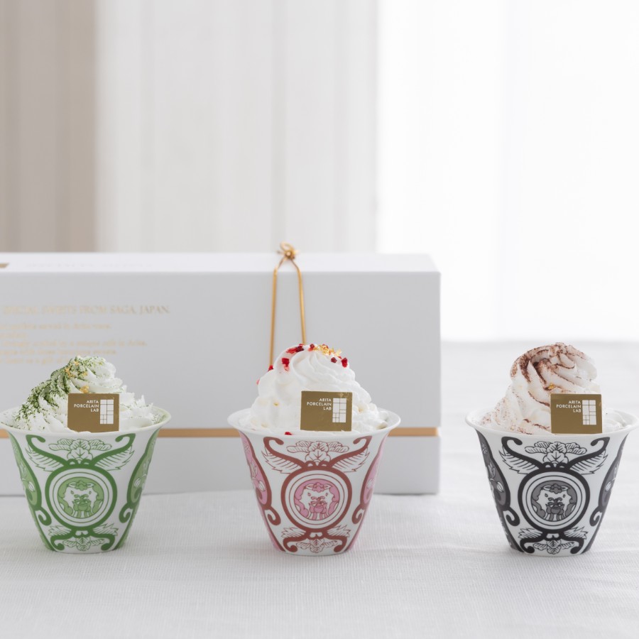 ＜アリタポーセリンラボ＞有田焼ミニパフェ3個セット「佐賀県産苺・有田町産金柑・嬉野抹茶」