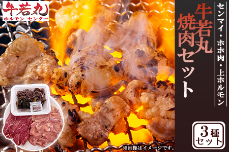 牛若丸【三種盛り】焼肉セットセンマイ、ホホ肉、上ホルモン 2B9