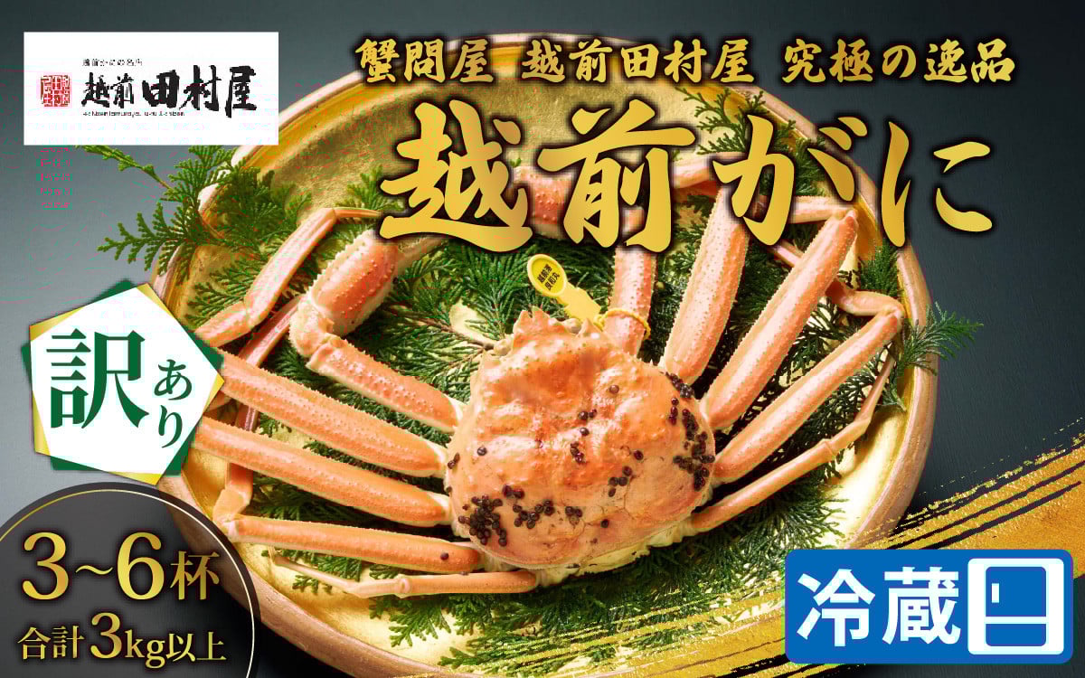 
            【先行予約】【蟹問屋 越前田村屋 訳あり】越前がに合計3kg以上（3-6杯）5～7人前 [O-029024]
          