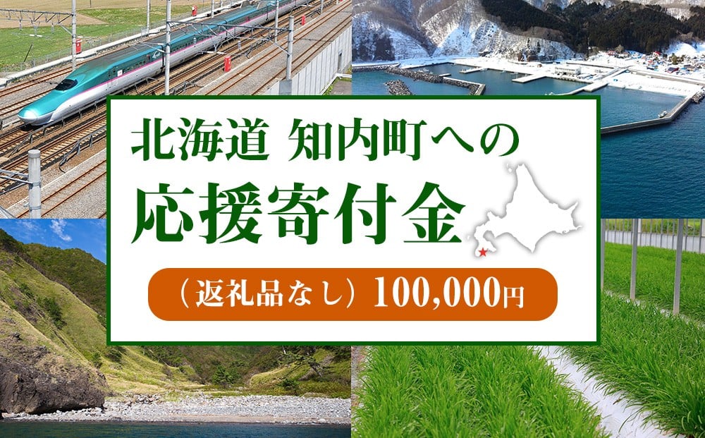 
                  北海道 知内町☆応援寄付金☆【返礼品なし】100,000
                