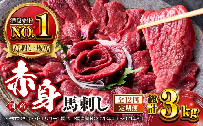 
            【全12回定期便】国産 赤身馬刺しセット 約250g 熊本馬刺し ばさし 赤身 馬刺し 小分け 冷凍 馬肉 馬刺 ヘルシー 真空 パック おつまみ ジビエ 刺し身【株式会社 利他フーズ】 [AYBP028]
          