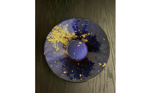 
サラダボウル300　マジョ金箔ブルー
