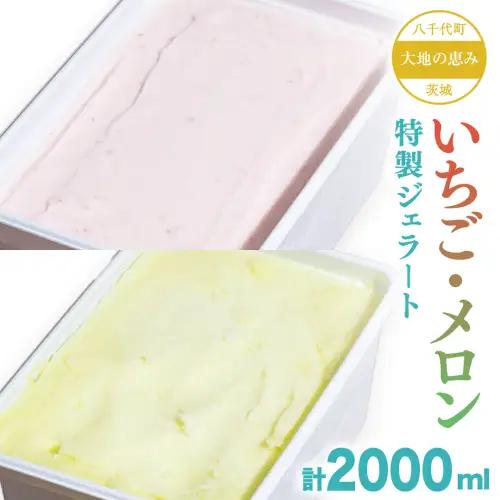 茨城県産 大地の恵み 特製 ジェラート いちご メロン 各2000ml