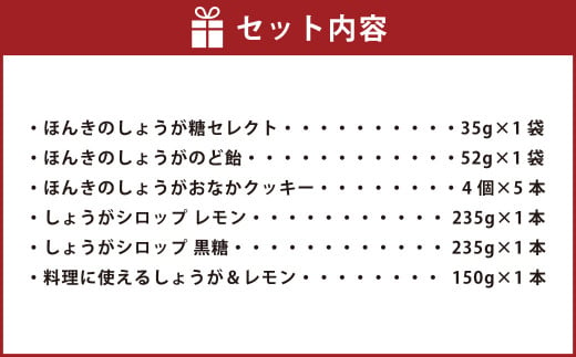 ほんきのしょうがセット 6種 生姜 ショウガ お菓子 菓子 詰合せ 詰め合わせ