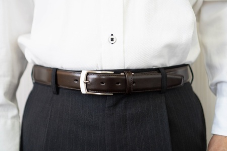 ASK 紳士用 牛革 レザー ベルト チョコ 幅 30mm メンズ ビジネス 通勤 就活 スーツ