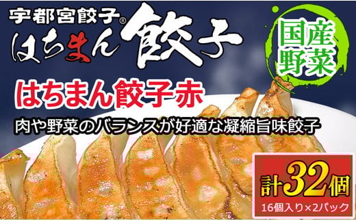 
            宇都宮餃子はちまん餃子 赤 肉汁餃子 32個（16個入り×2パック/1個22g） ｜ 宇都宮餃子 国産野菜 グルメ 宇都宮市 肉餃子 餃子 ぎょうざ ギョーザ 野菜 冷凍食品 冷凍餃子 焼き餃子 水餃子
          
