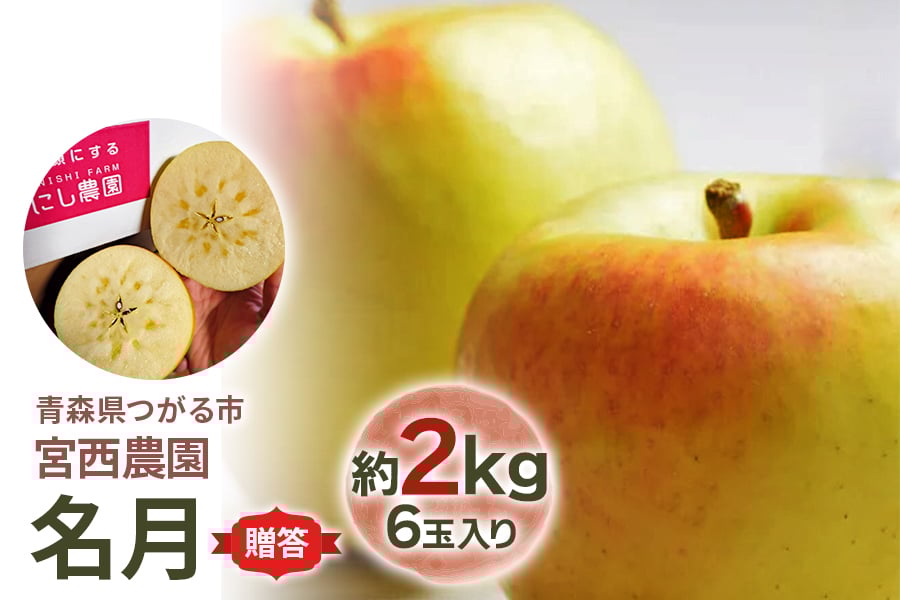 
            [贈答用] 名月【約2kg 6玉入り】糖度15度以上のりんご｜令和7年 2025年 ギフト 青森産 津軽 つがる りんご リンゴ 果物 フルーツ めいげつ [0678]
          