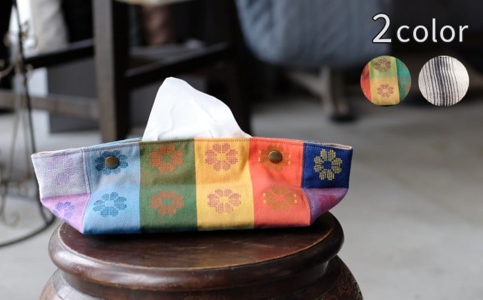 
            琉球花織ティッシュケース (2カラー) ティッシュカバー ティッシュボックス おしゃれ かわいい 沖縄市 / FABRIC SHOP MINAMI [BCCS004]
          