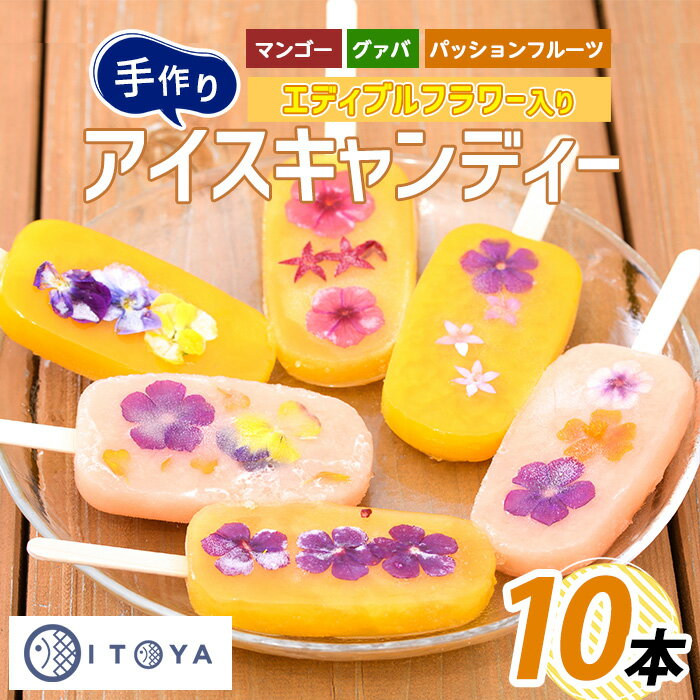 【ふるさと納税】手作りアイスキャンディー エディブルフラワー入り 10本 鹿児島 手作り アイス アイスキャンディー 氷 氷菓子 スイーツ おやつ マンゴー グァバ パッションフルーツ セット 詰合せ 冷凍【たいやき絲や】