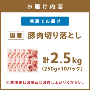 国産豚肉切り落とし 2mm 計2.5kg【034-0037】