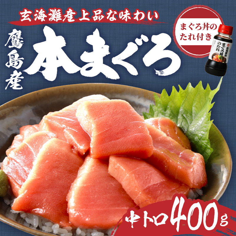 鷹島産本まぐろ 中トロ400g(まぐろ丼たれ付き)( マグロ まぐろ 鮪 本まぐろ 本マグロ 中トロ 切り落とし )【C0-024】