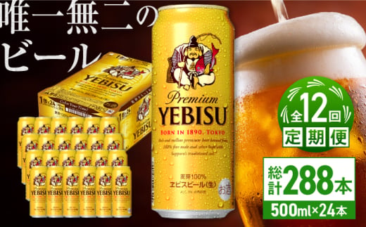 【全12回定期便】サッポロ ヱビスビール 500ml×24缶　合計288缶 日田市 / 株式会社綾部商店 [ARDC066]