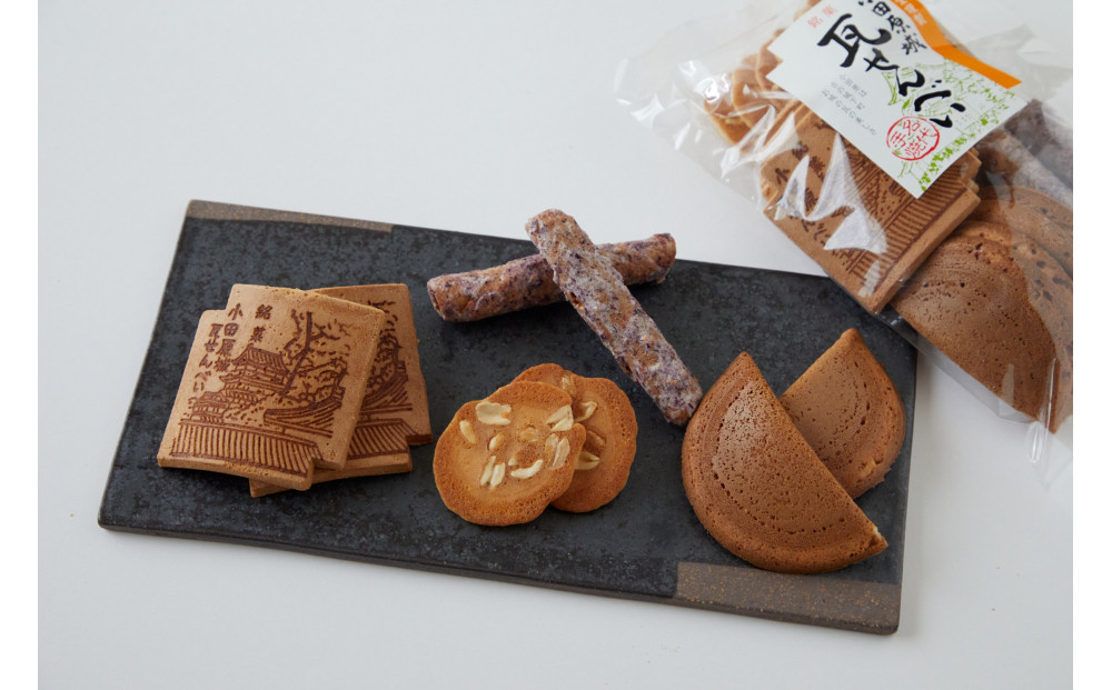 小田原老舗米菓店自慢の味　瓦せんべいオリジナルセット、みかんせんべいセット