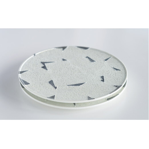 グレー角紋白泡雲銀フラットプレート 2枚セット 松尾陶器 A30-200_イメージ4