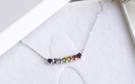 【SILVER925 製】虹色天然石のアミュレットネックレス