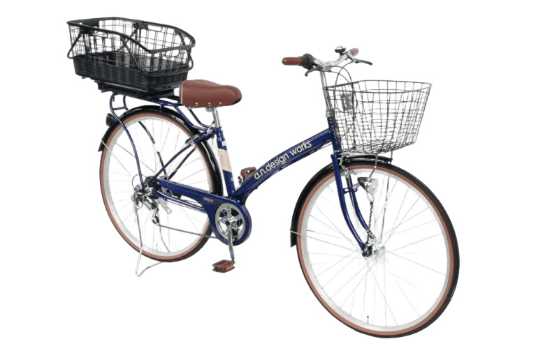 a.n.designworks/ STYLE KIX CITY276 リアバスケット付 ネイビー【27型 自転車 完成品 組み立て不要 アウトドア サイクリング じてんしゃ 通勤 通学 新生活】 099X374