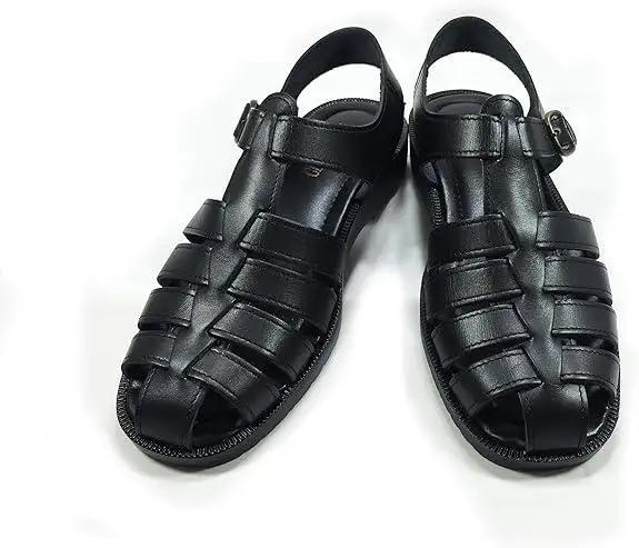 日本製 牛革グルカサンダル バックベルトタイプ 黒 メンズ用【サイズL】サンダル
