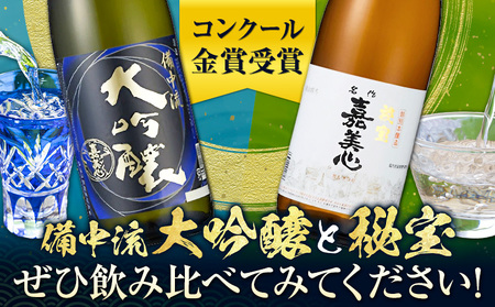 酒 備中流大吟醸 秘宝 飲み比べセット コンクール金賞受賞 各1800ml 計2本 嘉美心酒造 《30日以内に出荷予定(土日祝除く)》 岡山県 浅口市 日本酒 酒 大吟醸 さけ お酒 日本酒 酒