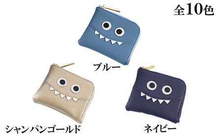 思わず誰かに見せたくなるモンスターL字ミニ財布/コンパクト ファッション小物 キャラクター  ネイビー