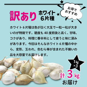【先行受付】【9月発送】 にんにく 訳あり 青森県産 にんにく3kg（1kg×3）