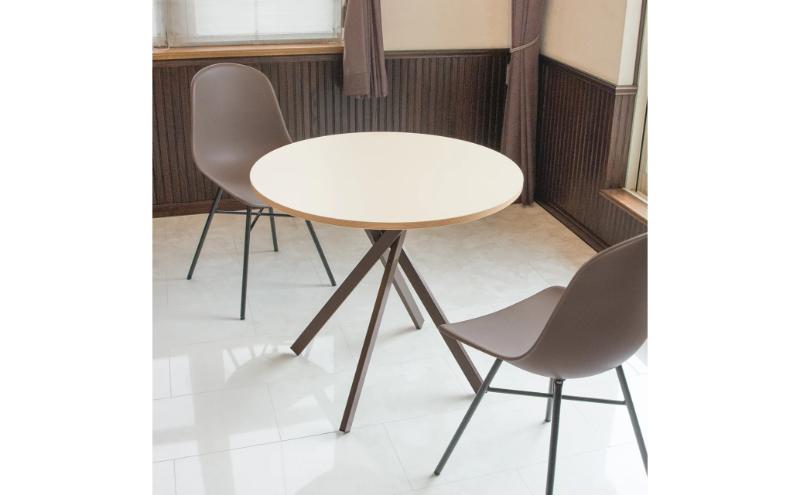 ＆FREL AXカフェテーブル 天板 ベージュ　直径80cm x 高さ72cm 選べる脚色 全3色　国産家具 組立簡単 家具 机 テーブル インテリア【ホワイト】 ※離島への配送不可