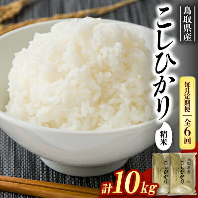 【ふるさと納税】【毎月定期便】【食味鑑定士厳選】鳥取県産 コシヒカリ10kg(5kg×2袋) 精米全6回【4083764】