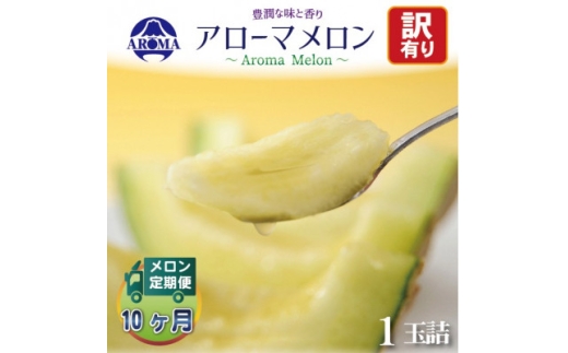 ＜毎月定期便＞＜訳あり＞アローマメロン 1玉　全10回【4071996】