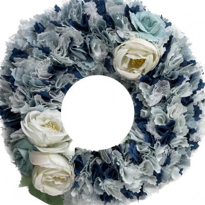 ふるさと納税 牛久市 ファブリックリース寒色系　直径約25cm×2個