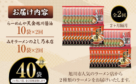 【定期便】おうちで味わえる！ 旭川ラーメン 繁盛店 20食セット（ 10袋×2店舗分 ）2ヶ月隔月発送 | ラーメン 北海道_04839