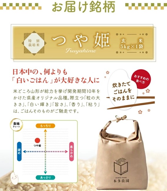SB0739　11月中旬配送／令和7年産【玄米】特別栽培米 つや姫　5kg 農家直送 HO