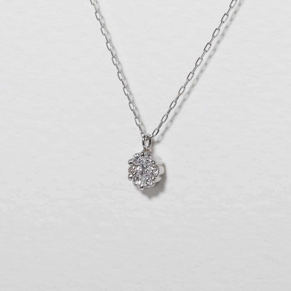 プラチナ 0.10ct フラワーダイヤモンドネックレス　BQ-195